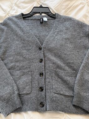 H&M V-Neck Button Down Cardigan - Size XS, Gray - NWOT